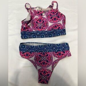 Nicole Miller Pink and Blue Swirl Bikini girls swimsuit